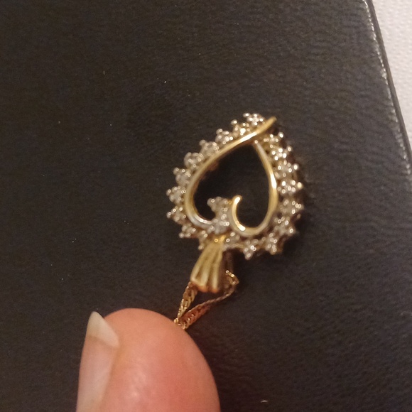 10K Solid Gold Heart Pendant (Marked) with Genuine Natural Diamonds no chain - Picture 2 of 6